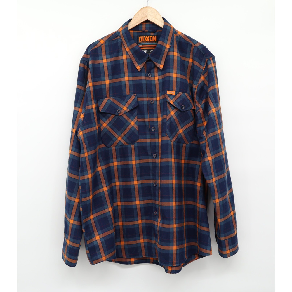 Dixxon High Fives Men's Flannel Shirt Blue Orange Long Sleeve Streetwear Sz 2XL